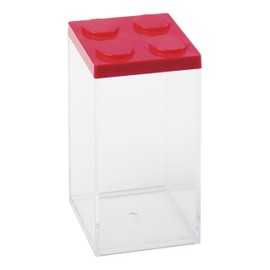 omada Design Confetti or candy container, Brick type, in transparent plastic and coloured lid - 1500 ml - 10x10x20,5 cm