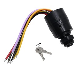 Ignition Switch, Boat Push to Choke 6 Wire Base Ignition Key Switch Replacement for Mercury 87-88107A5 with 2 Keys 6 Wire Connectors