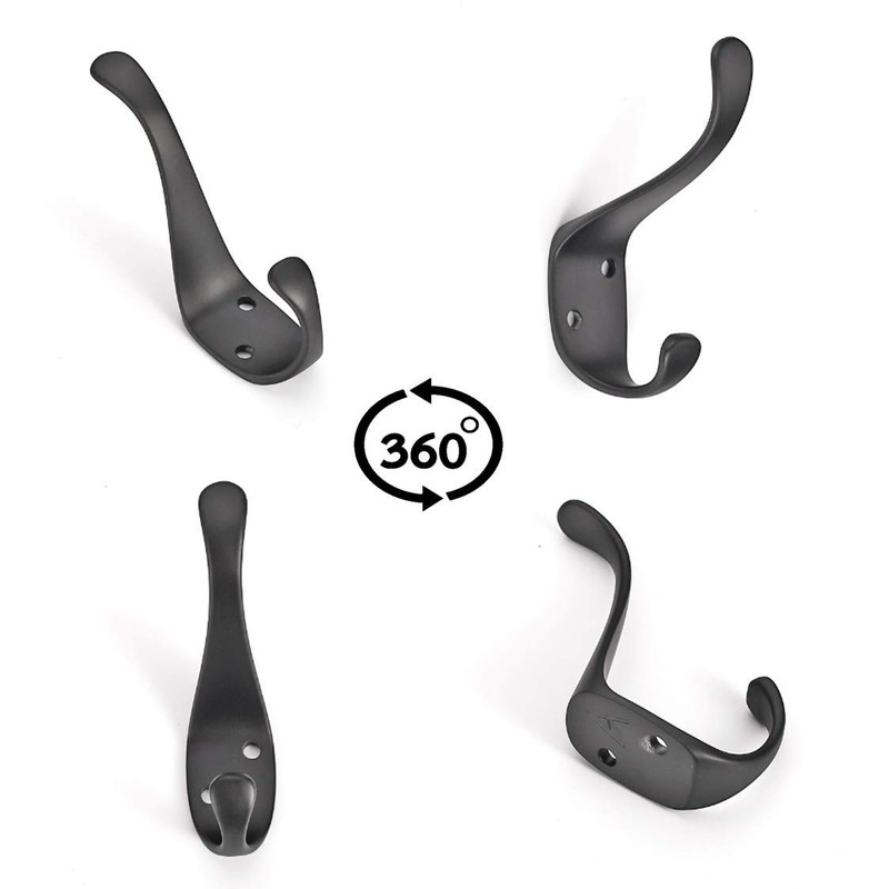 Wall Mounted Elegant Decorative Heavy Duty Double Coat Hooks,10 Pack
