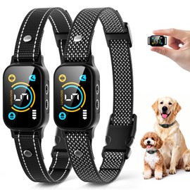 2 Pack Bark Collar, Smart Dog Bark Collar for Large Medium Small Dogs, Rechargeable Ultra-Light Training Collar with Beep Vibration, Anti Barking Device with 5-Level Sensitivity (Black)