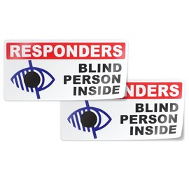 First Responders Blind Person Inside Sticker Decal (4" x 2", 2 Pieces) - Protect Your Family by Flippin Stickers