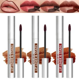 Pakivs 3Pcs Peel Off Lip Liner Stain,Detachable Lip Liner Set,Long-Lasting,Waterproof,Transfer-proof, High Pigmented Color Lip Pencil Peel Off Lip Stain