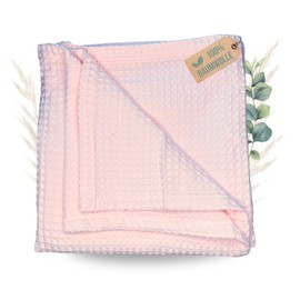 Malino Premium Baby Blanket Made of 100% Cotton - Waffle Pique 75 x 100 cm Pink - Soft Blanket for Baby & Toddler - Unisex for Girls Boys Prams - Blush Rose