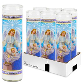 Guardian Angel Prayer Candle 6 Pack - 6 Guardian Angel Glass Prayer Candles for Devotionals, Vigils, Prayers, Blessing, Religious Ceremonies, More | Unscented Religious Candles