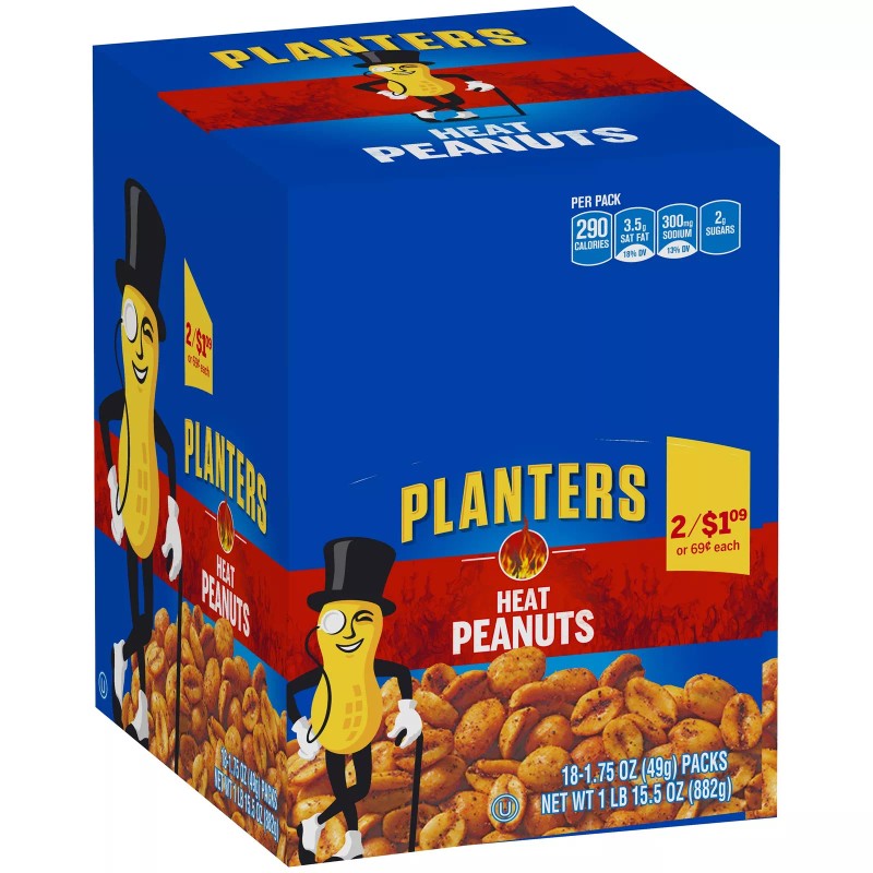 Planters Heat Peanuts (1.75 oz Packets, Pack of 18)