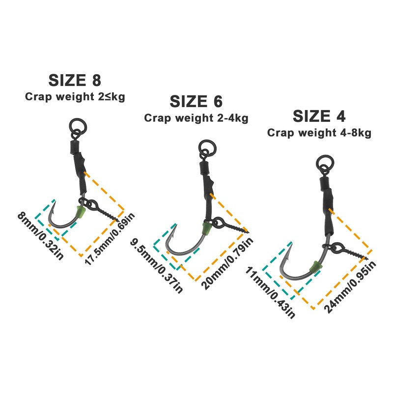 ECSiNG Pack of 12 Screw Swivel Fishing Hooks Anti-Ground Fishing