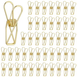 Sabary 50 Pieces Gold Paper Office Binder Clips Small Metal Wire Hollow Out Multi Purpose Utility Clips for Bill Invoice Home Kitchen Outdoor Travel Office