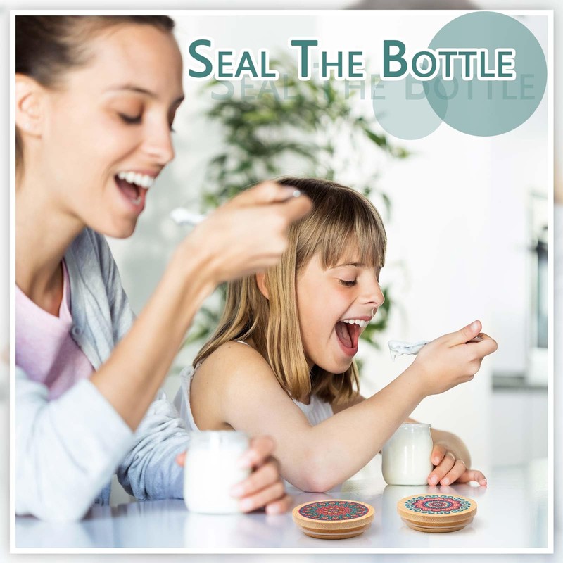 Beeveer 8 Pcs Bamboo Mason Jar Lids Regular Mouth Storage