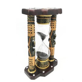 Ebros Gift Endless Time Shifting Warp Column Pillars Steampunk Gearwork Sandtimer Black Sand Figurine Sculpture Sand Timers Victorian Industrial Sci Fi Decor