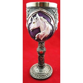 PURITY WINE ENCHANTED UNICORN GOBLET CHALICE STAINLESS STEEL WITH RESIN BODY