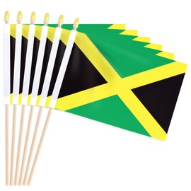 Pack of 20, Handheld Jamaica Flags 5x8 Inch – Small Jamaican Flags on Wooden Sticks with Gold Spear Top, Mini Jamaica Country Flag for Independence Day, Parades, Patriotic Decorations