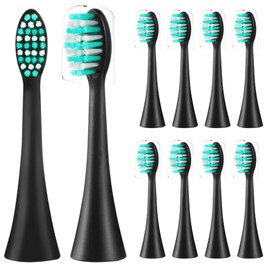 Pack of 10 brush heads suitable for Happybrush VIBE 3 replacement brush heads, replacement brush head suitable for Eco VIBE 3 - black