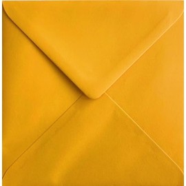 6" x 6" Mustard Envelopes x 25 Pack. 100gsm Weight. 155mm x 155mm. Dark Yellow Coloured Envelopes Suitable for Square Greetings Cards, Christmas