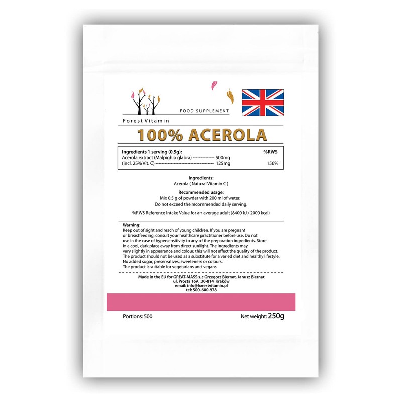ACEROLA - Forest Vitamin - 100% Acerola - 250g Powder
