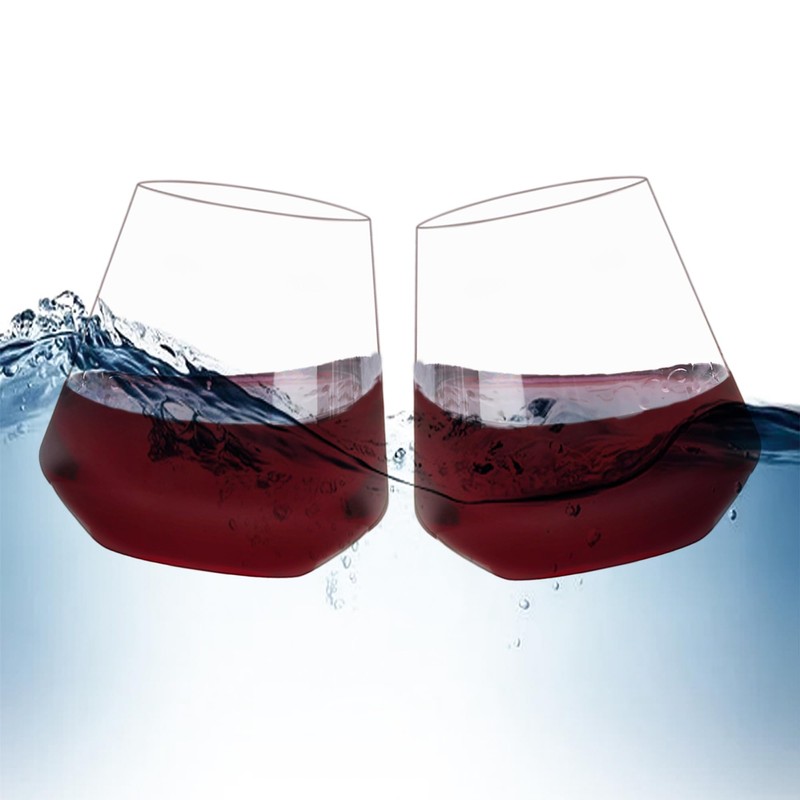 MICHLEY Large Stemless Wine Glasses Clear Tritan Plastic-Unbreakable Wine Cups