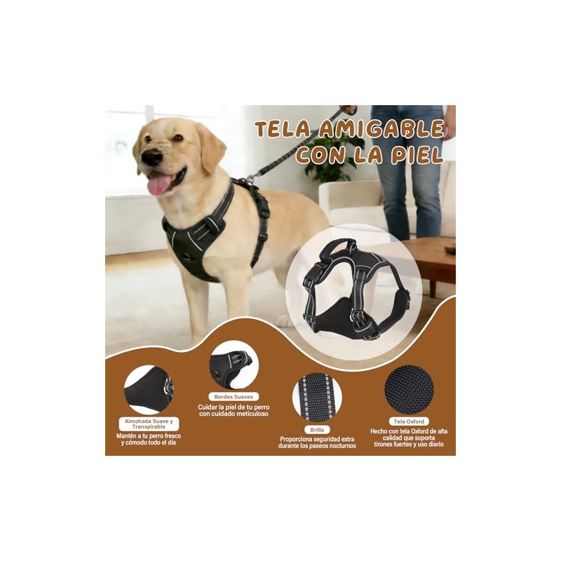 lemonsea Arnés Táctico Ajustable Antitirones para Perros con Correa 1.5m