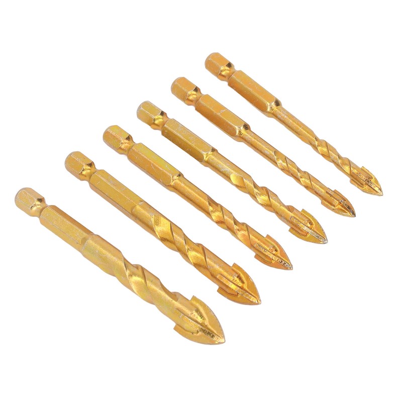 6Pcs Cross Spearhead Drill Bit Carbide Hex Shank Drilling Tool