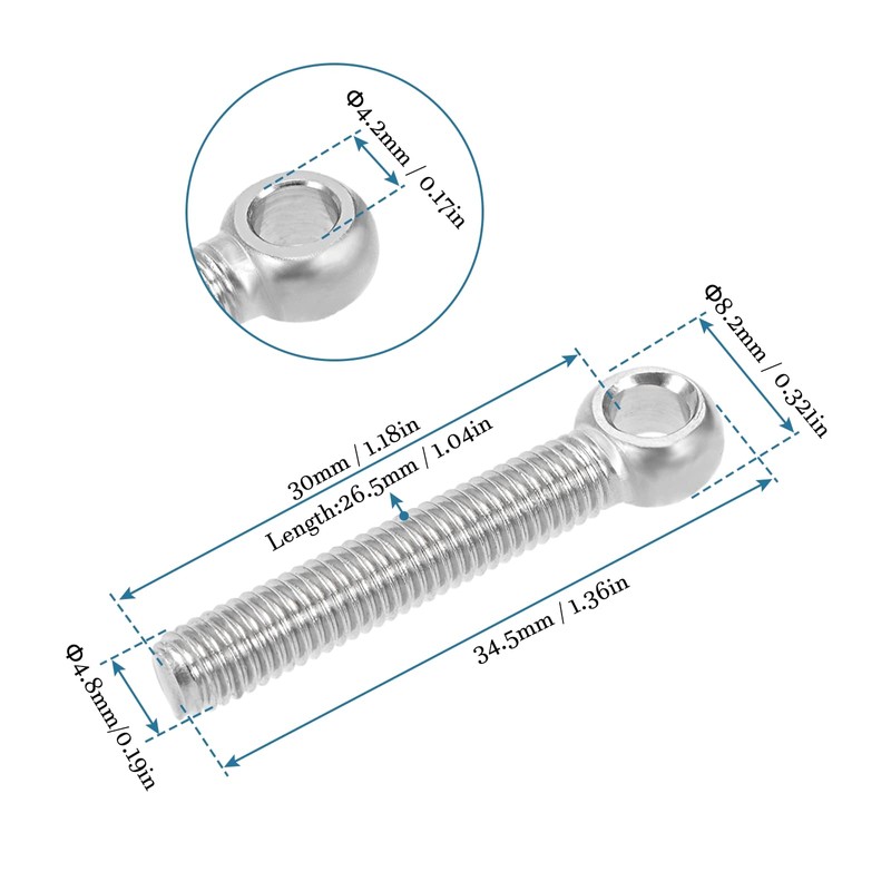 QUARKZMAN M5 x 30 mm Eye Bolt Rigging x 10