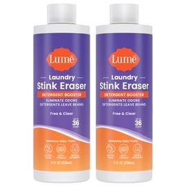 Lume Laundry Stink Eraser - Detergent Booster & Sink Soak - Eliminates Body Odor In Clothes - Odor Blasting Enzyme Blend - Makes Your Detergent Work Better - Free And Clear - 8 fluid ounces (2 Pack)