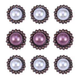 Tofficu 20Pc Vintage Round Pearl Brads Paper Fasteners 0.63 Inch Metal Split Pins Decorative Lace Nails for Scrapbooking DIY Crafts