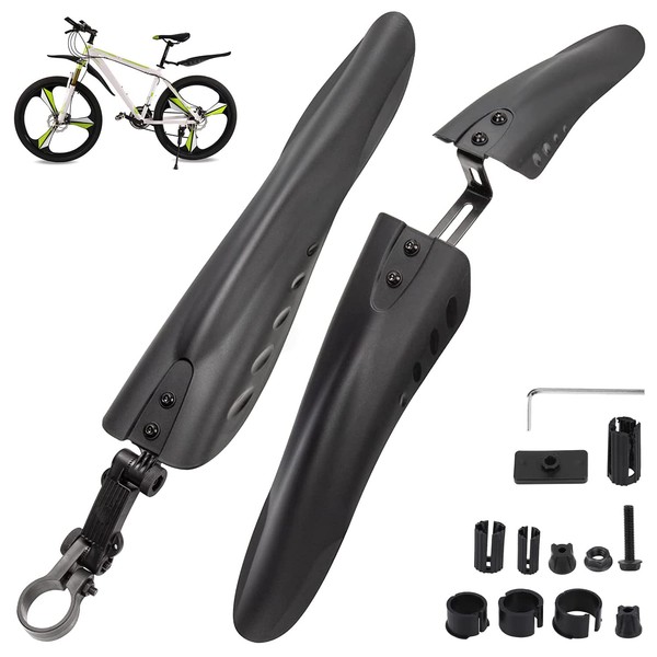 AFAIK Bicycle Mudguard Set Mudguards Mountain Bike Universal MTB Mudguard for 24-29 Inch Protection Against Splash Water & Dirt, Can Be Installed Quick and Easy