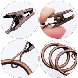 40 Pack Curtain Rings with Clips, Heavy Duty Drapery Clip, Antique Clips Curtain Hooks for Home Decorative, Rustproof Vintage Fits up to Drapery Rod