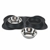 Double Pet Bowl Steel with Non-Slip Rubber Mat