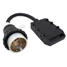 Parkworld 65023 RV Shore Power Twist Lock 50A to 20A, 220v to 110v Adapter Cord NEMA SS2-50P to (4) 5-20R T-Blade Household 5-15R Four Outlets Female with Two of 20amp Circuit Breaker