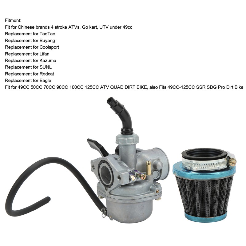 ATV Carburetor with Air Filter Replacement for TaoTao 49CC 50CC