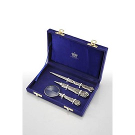 Royal England Letter Opener Lens and Pen Silver Sheffield with Case cod.624588 by Varotto & Co.