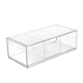 Zwenjuan Kosmetik Organizer Set,Acryl Make Up Organizer Wattestübchen Behülter Transparent Schubladen-Typ Schmink Boxen 3 Fücher,für Wattestübchen, Make-up, Schmuck aus Baumwolle(20.5 * 10cm)