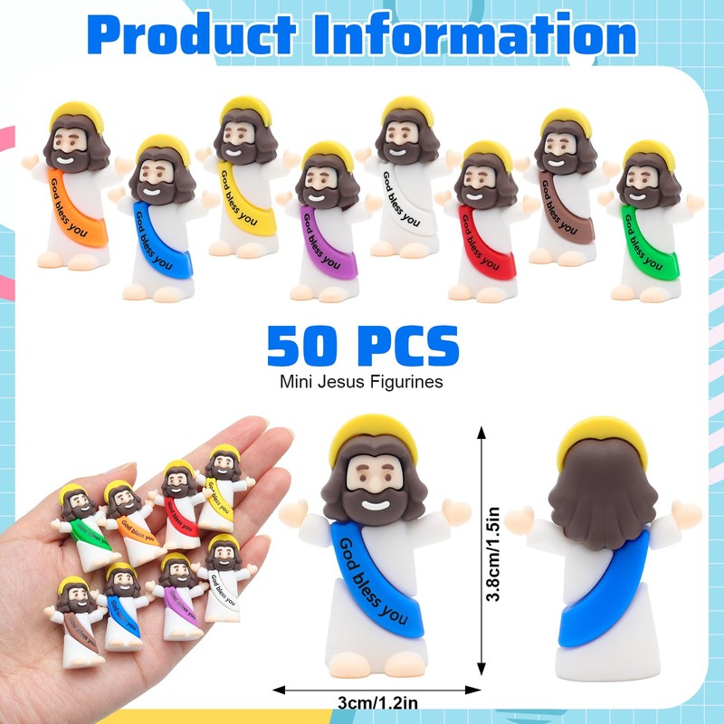 Mini Jesus Figures 50pcs Little Tiny Jesus Figurines in Bulk