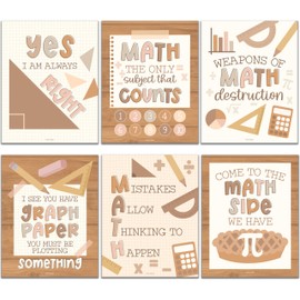 6 Boho Math Posters For Elementary School - Middle School Math Posters For Middle School, Math Posters For High School, Math Classroom Must Haves, Math Classroom Decor, Math Bulletin Board Sets
