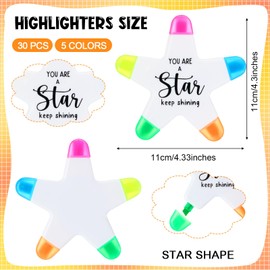 Chivertion 10 Pcs Star Pen Inspirational Back to School Gifts Highlighters Brush Tip 5 Colors Star Markers Multicolor Fluorescent Pens You're a Star Gifts Bulk for Students Office Supplies