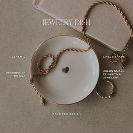 Sweet Water Decor Gold Heart Jewelry Dish Tray - Elegant Jewelry Trays with Clean & Classic Design for Home Decor - Trinket Dish for Rings, Earrings, Jewelry Storage & Room Decor