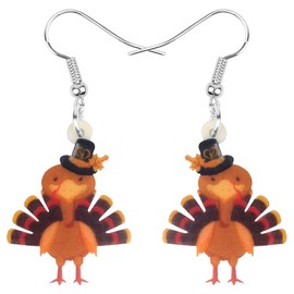 WEVENI Acrylic Thanksgiving Pumpkin Turkey Earrings Anime Chicken Dangle Drop Fashion Jewelry For Women Gift (Orange)
