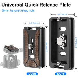 WEYLLAN Metal Quick Release Plate Universal Tripod Mount Plate Arca Swiss Plate 60MM DQ60 Base Camera Plate Mount Camera Quick Clamp Plate 1/4" D-Ring Screw for DSLR Camera Tripod Ball Head