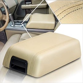 Auto Front Center Console Lid Pad Kit Compatible with Ford F-150 04-08,Armrest Seat Box Cover Protector(Beige)