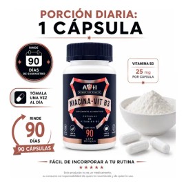 Niacina Vitamina B3 90 Cápsulas Rinde 3 Meses A4h