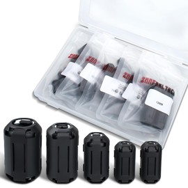 Innfeeltech 50 Pcs Ferrite Ring Core Set, Black Clip-on Ferrite Core for Cords 20 Pcs 3.5mm, 10 Pcs 5mm, 10 Pcs 7mm, 5 Pcs 9mm, 5 Pcs 13mm