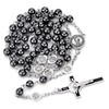 SZQCZB Saint Benedict Hematite Black Rosary Beads Catholic Cross Necklaces
