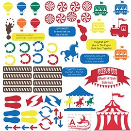 A Higher Class Co Premium Circus Playscape Classroom Sensory Path Kit – with 68 Large Custom Vinyl Decals
