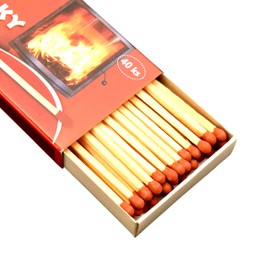 jameitop® 2 XL Matchboxes Mr Fire 17 cm Extra Long Fireplace / Fire Motif: 2 x 40 Packs of Fireplace Lighters Matches