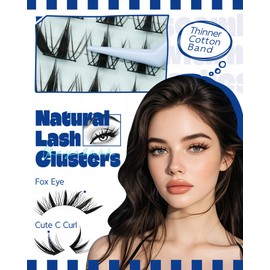 Obeyalash Fox Eye Cluster Lashes, Cat Eye Eyelash Extensions, 120 Pieces, Individual Eyelashes, Natural, D Curl, D Curl, DIY Eyelash Extensions, 6-12 mm, Soft and Comfortable (ZK40)