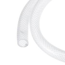 Rebower 1/2" x 5/8" Braided Clear Plastic PVC Tubing 5ft High Pressure Flexible Reinforced Vinyl Tube, [for Garden Irrigation, Water Hose, Fish Tank, Water Transfer] - 12.7x15.9mm
