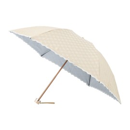 Moonbat [Ducks] Parasol Folding Umbrella, Women's, Made in Japan, For Rain or Shine, First-class Light Blocking, Heat Blocking, UV Jacquard Embroidery, Beige