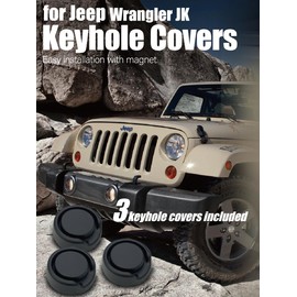 AZUTO Magnetic Keyhole Covers for Jeep Wrangler JK 2007-2017, Door Lock Key Hole Cover Blackout, Debris Protection Scratch Guard, Rubber Backing, Easy Install Remove