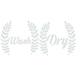 Wall Decal: Wash and Dry Stickers for Laundry Machines Vinyl - Washer and Dryer Combo with Creative Gray Leaves Greek Side Designs for Laundry Room - 28" x 28"