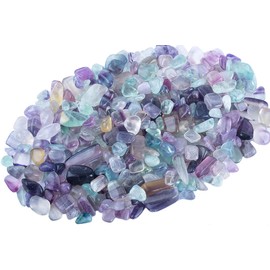 ZenQ 1 lb Fluorite Tumbled Stone Chips Crushed Natural Crystal Quartz Pieces