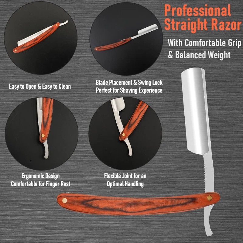 Straight Razor With Strope - Professional Straight Edge Barber Premium